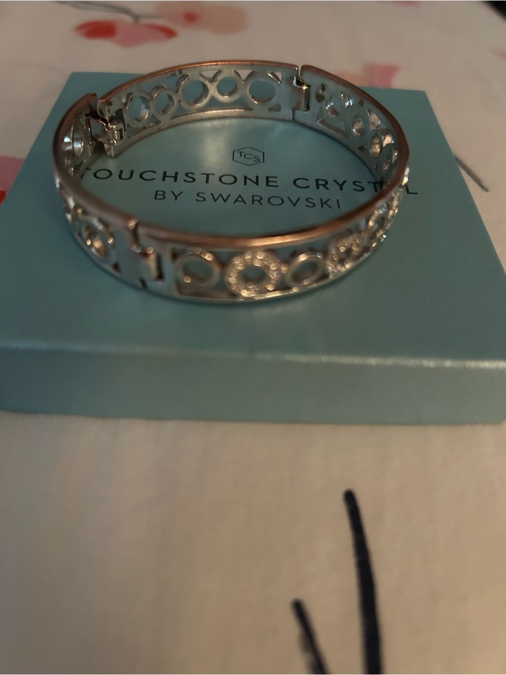 Swarovski Silver Openwork Circle Crystal Bangle